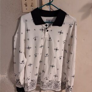 Forever 21 White and Black Polo Shirt